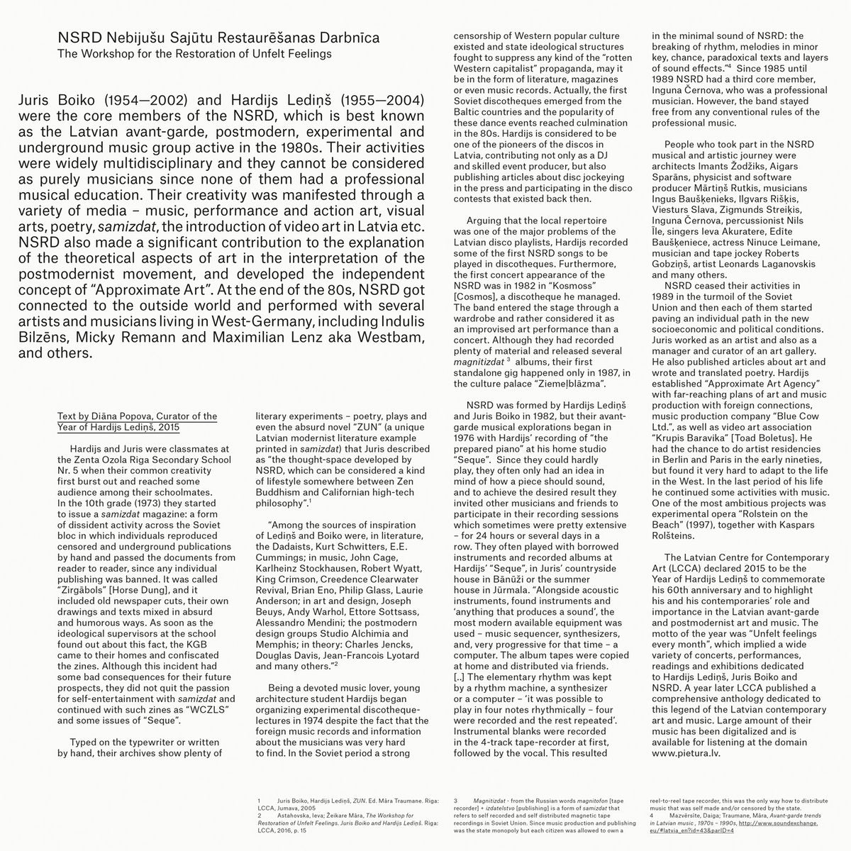 NSRD - The Workshop for the Restoration of Unfelt Feelings LP