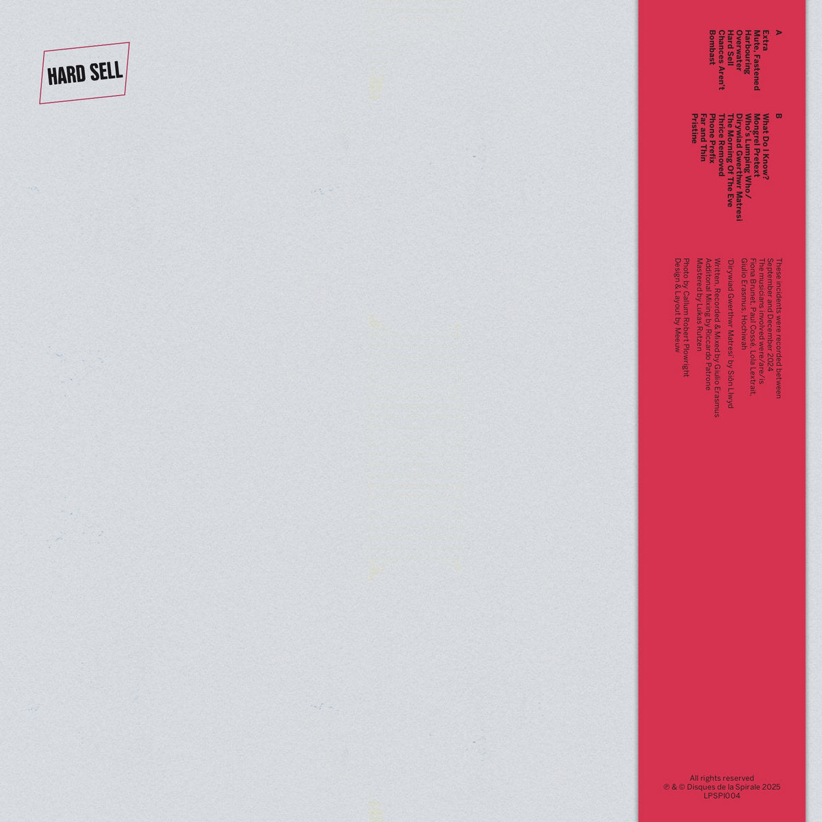 Giulio Erasmus & The End of The Worm - Hard Sell LP