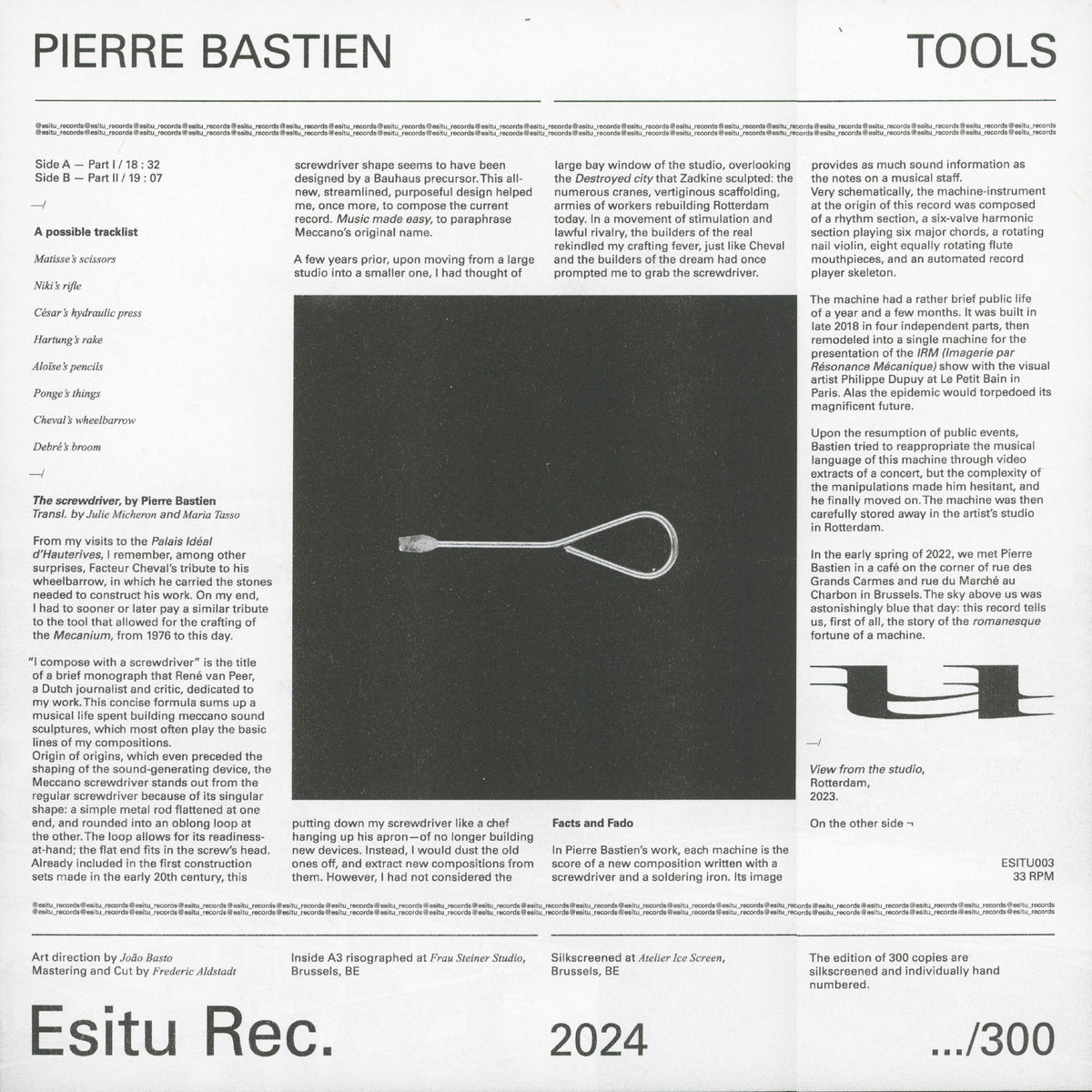 Pierre Bastien - Tools LP