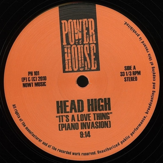 Head High - It's A Love Thing (Piano Invasion) 12"